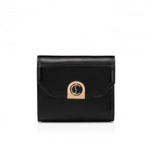 Christian Louboutin Elisa Compact Wallet Calf Empi Classic Leather Wallets Cüzdan Kadın Siyah Altın | Türkiye ET0-17331D4