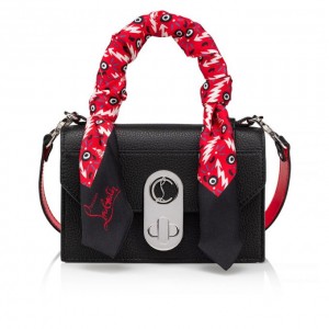 Christian Louboutin Elisa Top Handle Mini Classic Leather Top Handles Top Handles Kadın Siyah Kırmızı Gümüş | Türkiye PW2-51495T5
