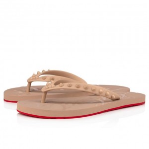 Christian Louboutin Loubi Flip 1 Plastic Finish Flats Düz Ayakkabı Kadın Bej Rengi | Türkiye EA9-16061Q2
