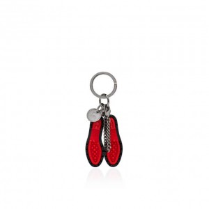 Christian Louboutin M Lug Sole Metallic Finish Keyrings Anahtarlık Erkek Siyah Kırmızı | Türkiye MM1-29642A6